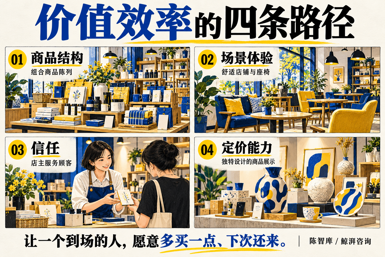 价值效率的四条路径：商品结构、场景体验、信任、定价能力。